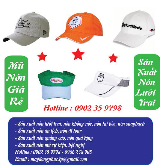 Xưởng may nón du lịch, may mũ du lịch, sản xuất nón lưỡi trai giá rẻ